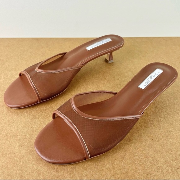 NEW TONY BIANCO REVOLVE BROWN MESH SLIDE SANDALS - Picture 9 of 15